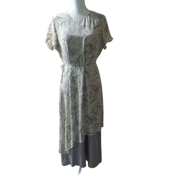 Vintage Coldwater Creek Womens Maxi Dress Floral Short Sleeve Lilac & Cream - Picture 1 of 6